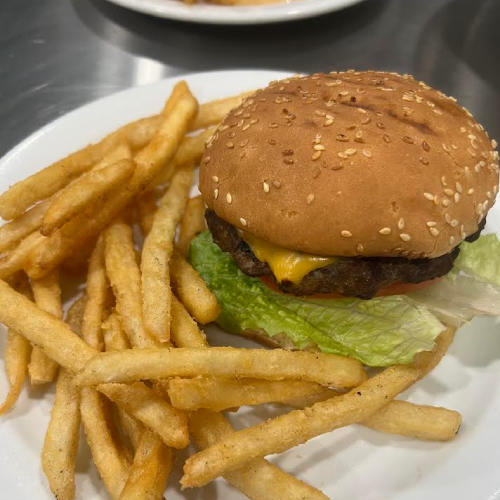 Beef Burger and Fries